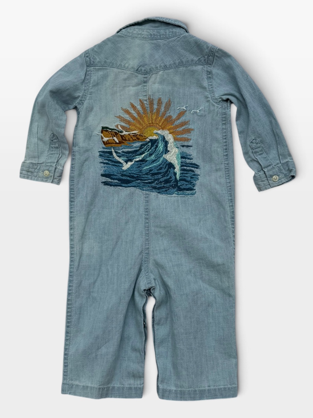 Ralph Lauren Light Blue Denim Romper Jumpsuit